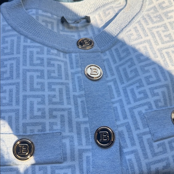 Balmain Light Blue Cardigan with Signature Buttons - Picture 2 of 10